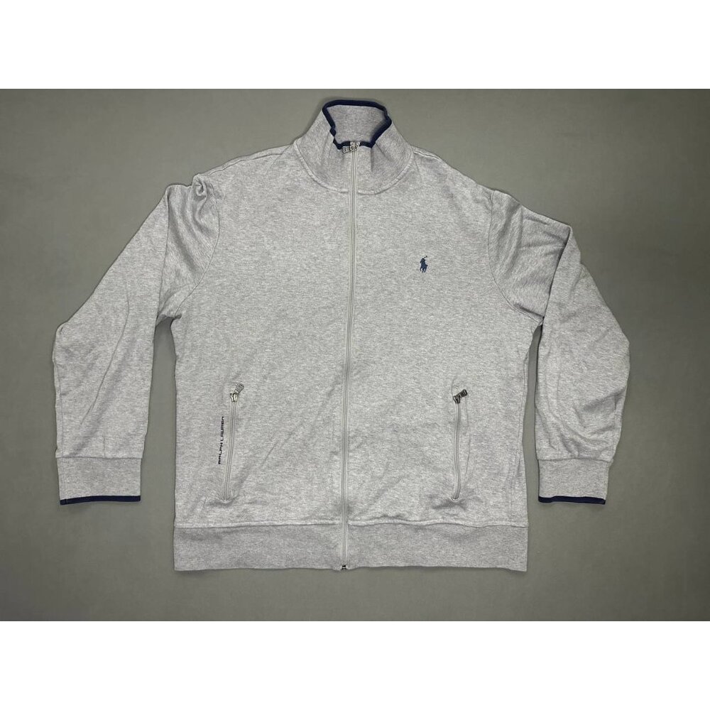 Polo Ralph Lauren Track Jacket Men XL Gray Performance Cotton Full Zip Casual